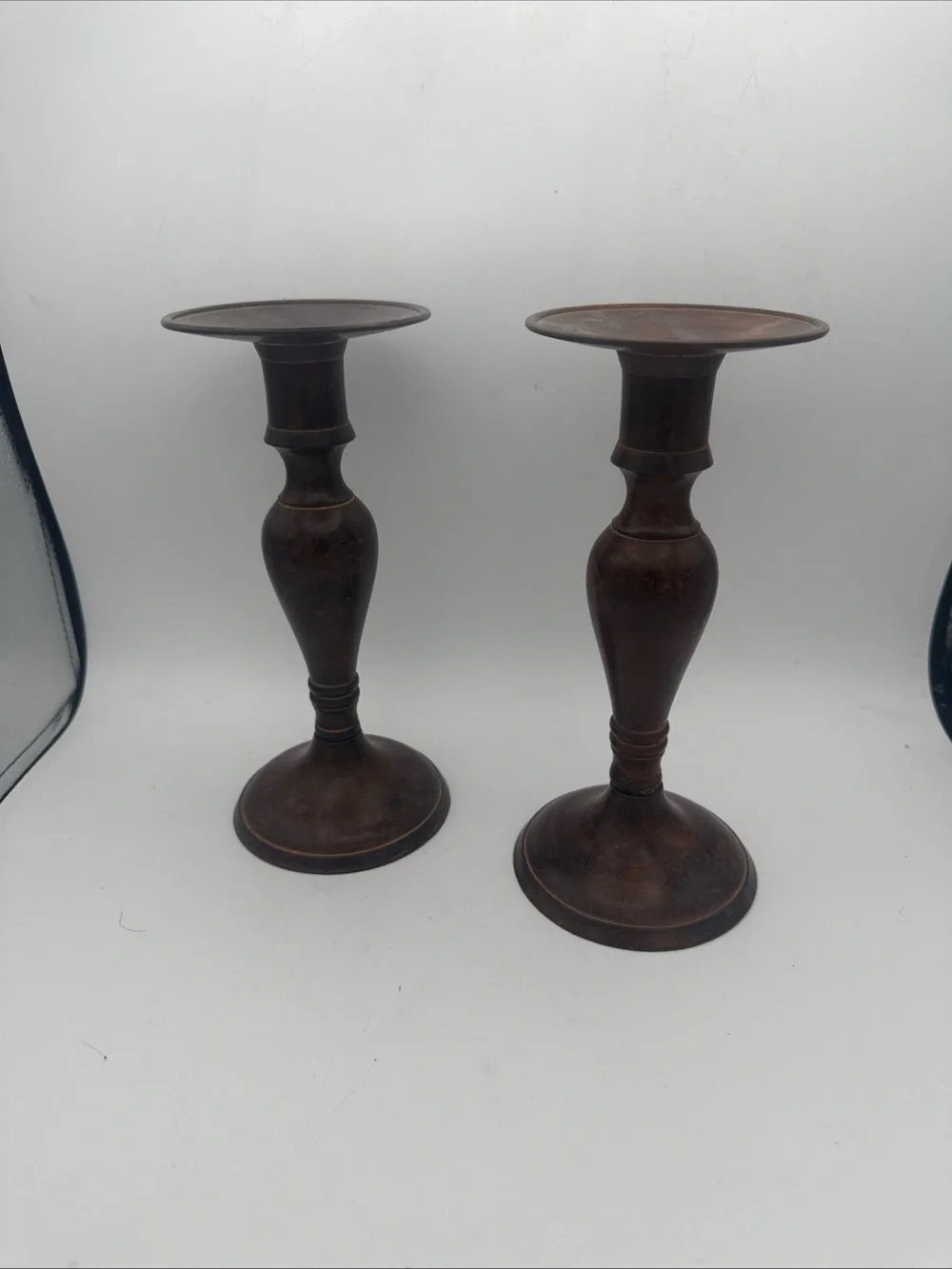 World Market Brass Painted Wood Like 9” Candle Stick Holders India